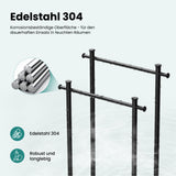 glasvilla Handtuchständer freistehend mit 2 Stangen, Handtuchhalter stehend Handtuchhalter ohne Bohren 55 × 20 × 82,5 , Edelstahl, Mineralstein-Sockel mit Ablage, Tavrin-09