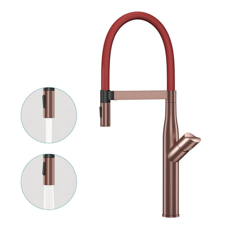 glasvilla Küchenarmatur Spültischarmatur aus Edelstahl, Küchenwasserhahn mit Einhebelmischer und magnetischer Geschirrbrause, 360° Schwenkbar Turnix-01