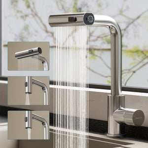 glasvilla Wasserhahn Küche Küchenarmatur mit Brause Ausziehbar, Küchenwasserhahn 360°Schwenkbar 3 Sprühfunktionen, Mischbatterie Spültischarmatur aus Edelstahl Turnix-02