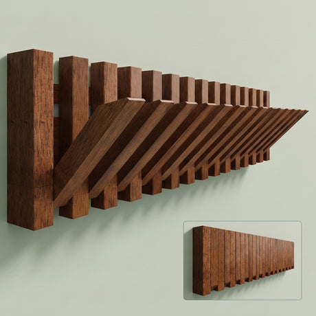 Glasvilla Design – Perchero de pared de madera con 7 ganchos magnéticos abatibles Twigro-01