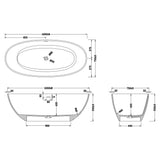 glasvilla Freistehende Badewanne Weiß matt Mineralguss Standbadewanne inkl. Nano-Versiegelung
