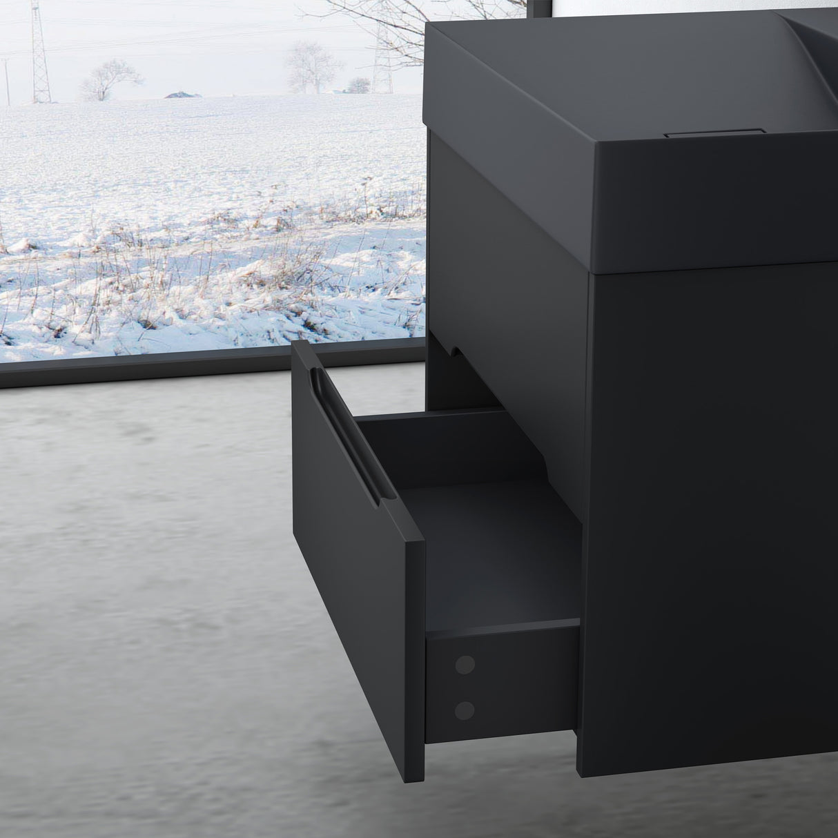 glasvilla Badmöbel-Set  Badezimmermöbel Waschbeckenunterschrank mit Softclose Schubladen inkl. Mineralguss Waschbecken Yoga