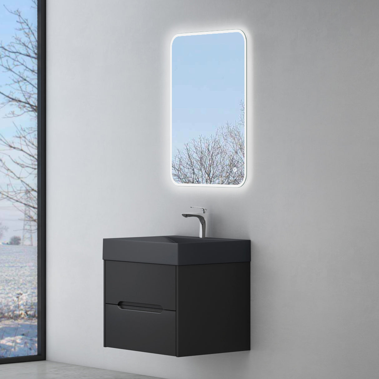 glasvilla Badmöbel-Set  Badezimmermöbel Waschbeckenunterschrank mit Softclose Schubladen inkl. Mineralguss Waschbecken Yoga