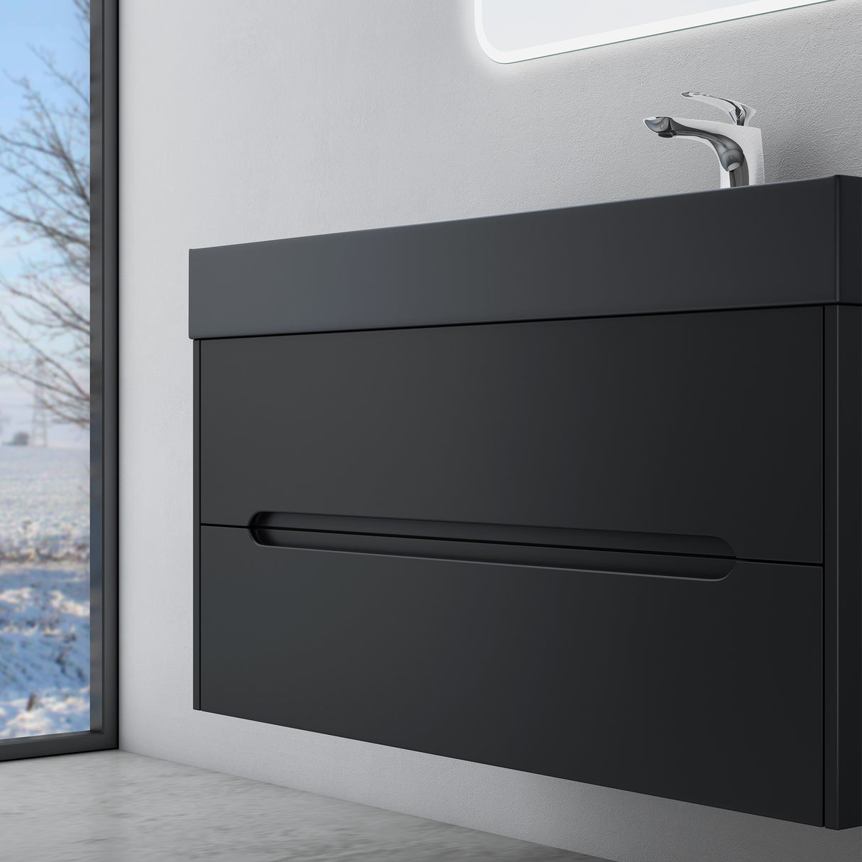 glasvilla Badmöbel-Set  Badezimmermöbel Waschbeckenunterschrank mit Softclose Schubladen inkl. Mineralguss Waschbecken Yoga