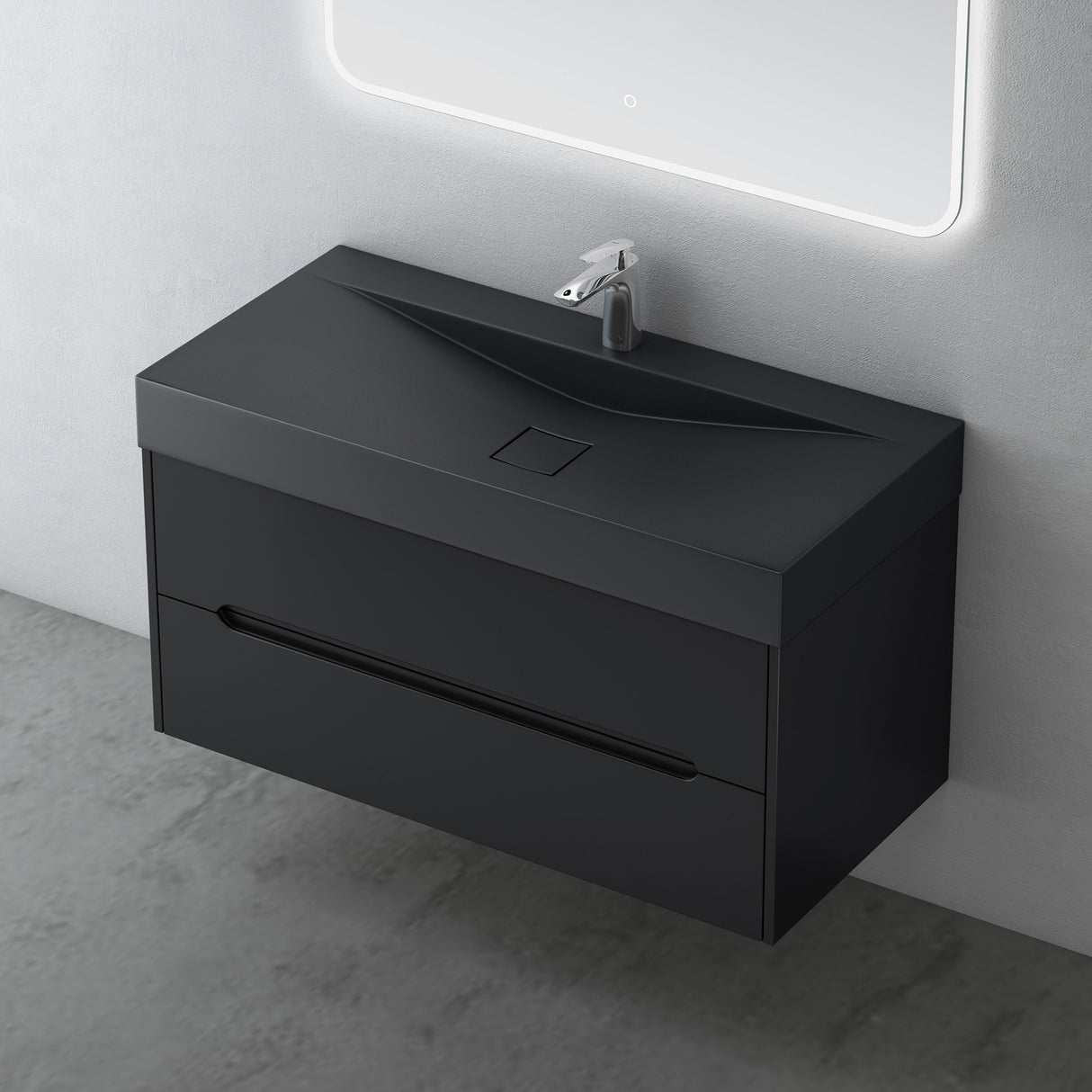 glasvilla Badmöbel-Set  Badezimmermöbel Waschbeckenunterschrank mit Softclose Schubladen inkl. Mineralguss Waschbecken Yoga