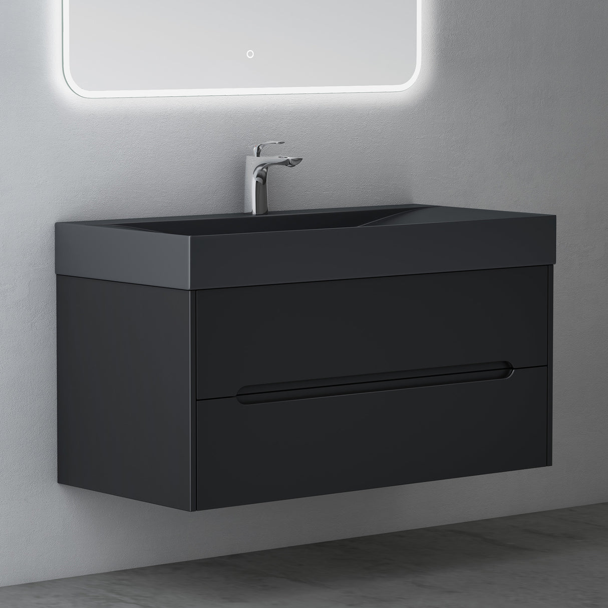 glasvilla Badmöbel-Set  Badezimmermöbel Waschbeckenunterschrank mit Softclose Schubladen inkl. Mineralguss Waschbecken Yoga