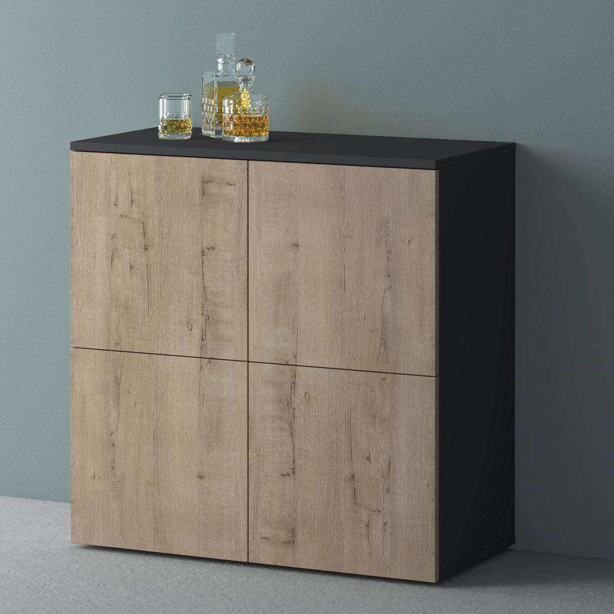 glasvilla Möbel Kommode Aufbewahrungsschrank mit 4 Türen Sideboard Schrank Mehrzweckschrank Schrank04