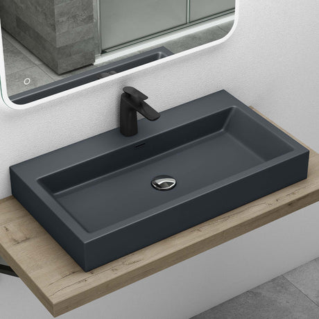 glasvilla Waschbecken Aufsatzwaschbecken Hängewaschbecken Waschschale Mineralguss Bad Eckig Col06