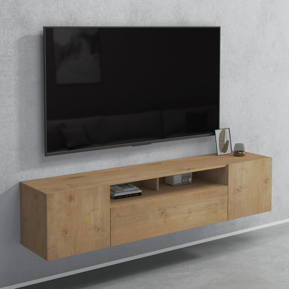 glasvilla TV Schrank Fernsehschrank 3 Türen mit Soft-Close Lowboard Hängeschrank Fernsehtisch für Wohnzimmer Fernsehschrank03