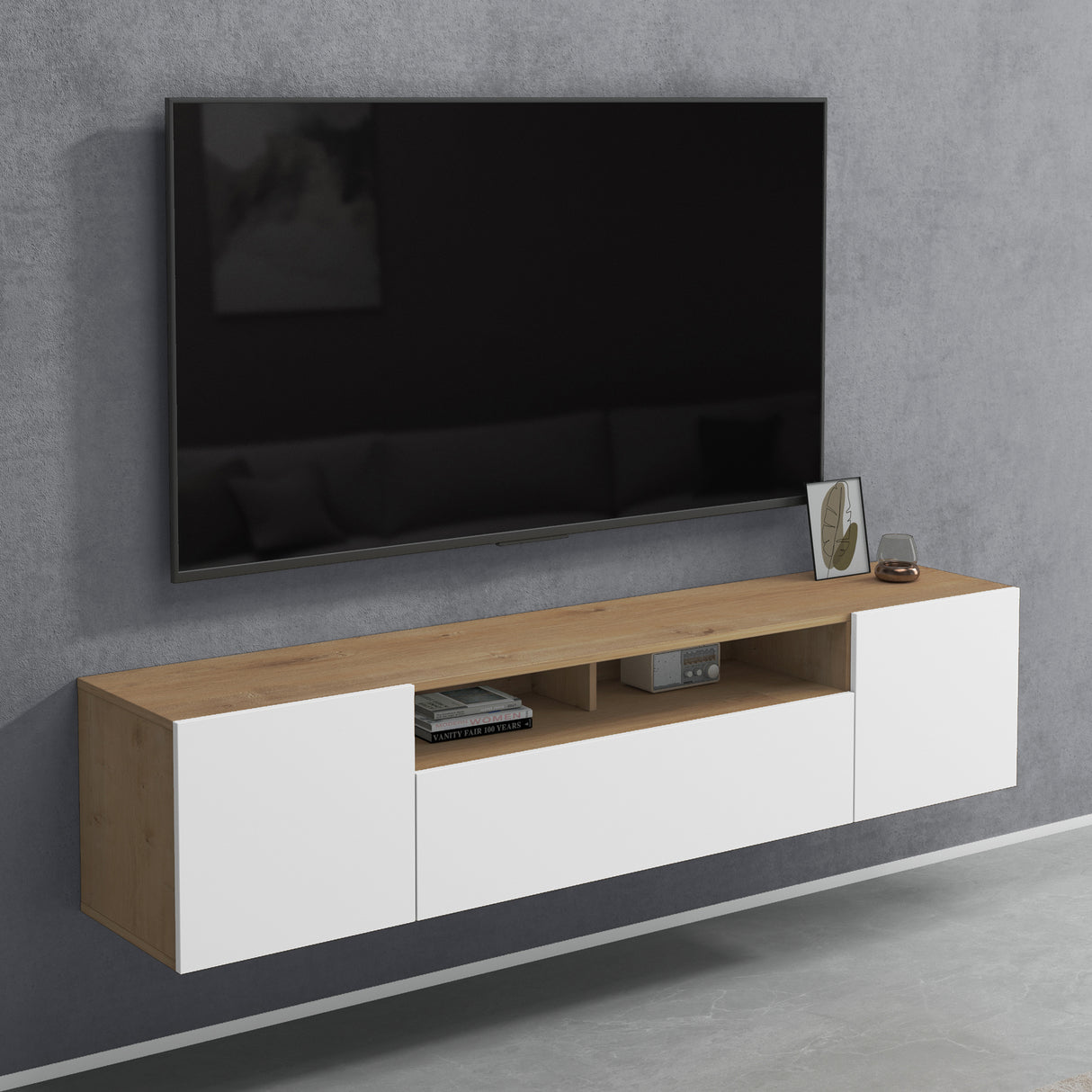 glasvilla TV Schrank Fernsehschrank 3 Türen mit Soft-Close Lowboard Hängeschrank Fernsehtisch für Wohnzimmer Fernsehschrank03
