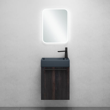 glasvilla Badmöbelset Badezimmermöbel Waschbeckenunterschrank inkl. Waschbecken Anthrazit matt und LED-Badspiegel BxTxH 46x26x63 cm Pisa