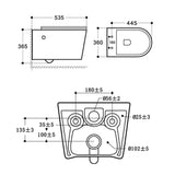 glasvilla Hänge WC Toilette Wand-WC Spülrandlos Weiß aus Keramik Wandmontage mit Absenkautomatik Aachen601