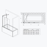 glasvilla Duschwand für Badewanne Badewannenwand Badewannenfaltwand 6mm Sicherheitsglas mit NANO-Versiegelung Badewannenaufsatz Badewannentrennwand Cortona116
