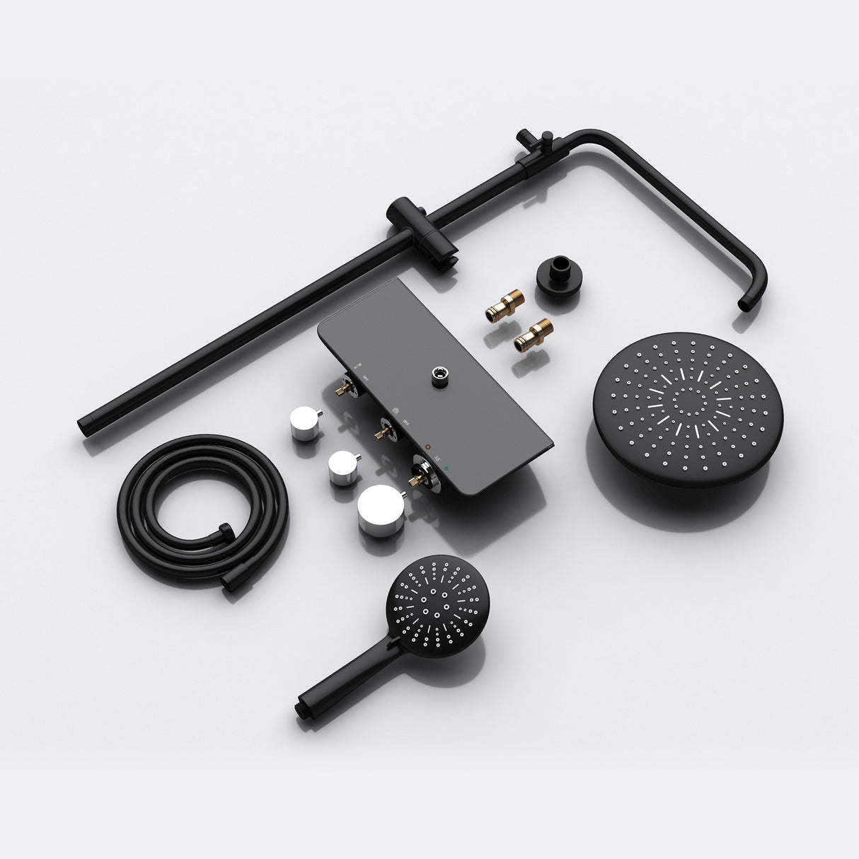 glasvilla Duschsystem mit Hand- und Kopfbrause Regendusche Duscharmatur mit Wandhalterungs-Set