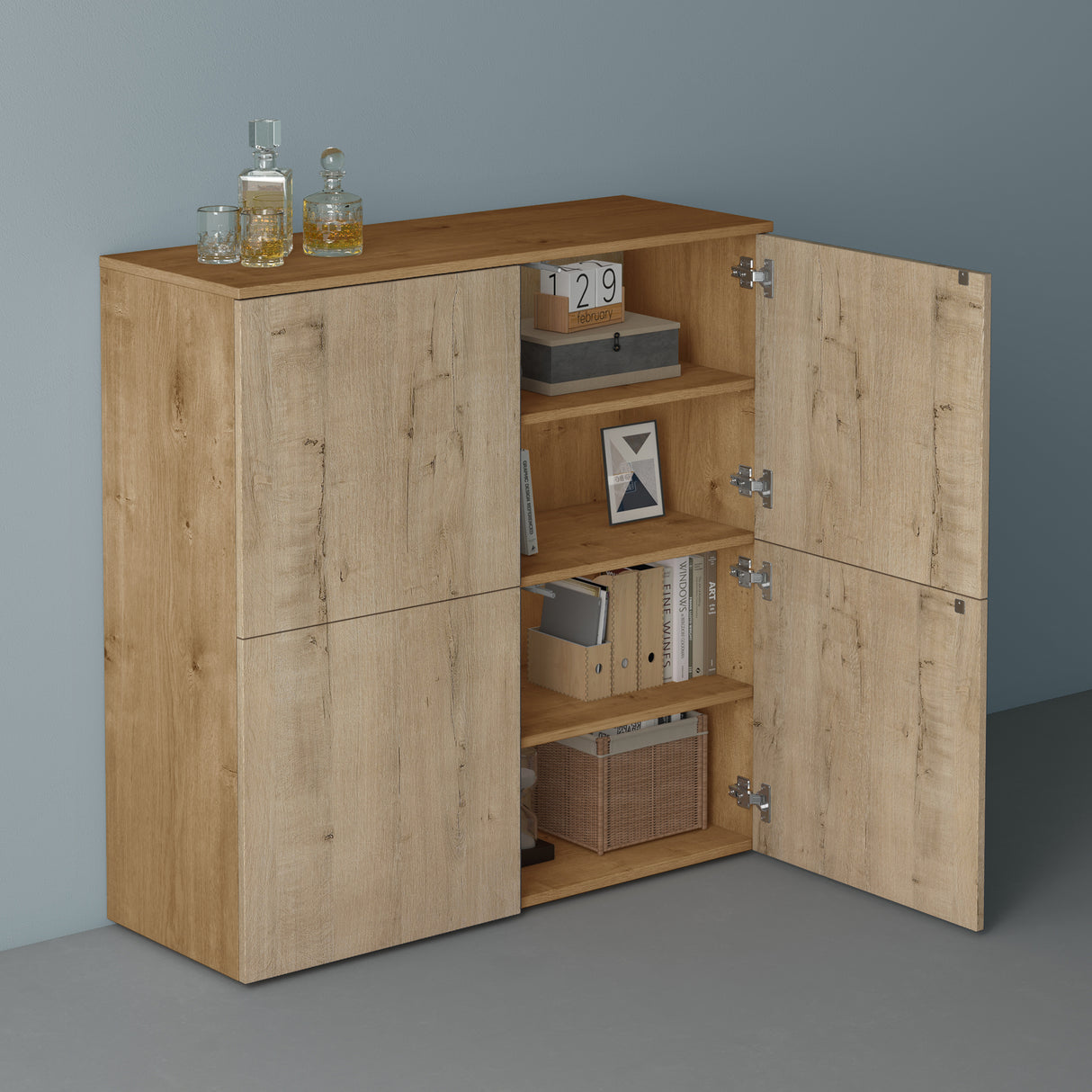 glasvilla Möbel Kommode Aufbewahrungsschrank mit 4 Türen Sideboard Schrank Mehrzweckschrank Schrank04