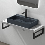 glasvilla Waschbecken Aufsatzwaschbecken Hängewaschbecken Hängewaschtisch inkl. Ablaufgarnitur Mineralguss Rechteckig Waschplatz col19