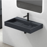 glasvilla Waschbecken Aufsatzwaschbecken Hängewaschbecken Hängewaschtisch inkl. Ablaufgarnitur Mineralguss Rechteckig Waschplatz col19