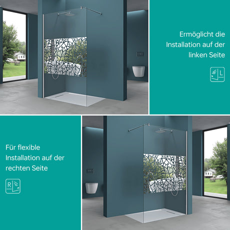 glasvilla Duschwand für Dusche Duschabtrennung Walk-In ESG-Sicherheitsglas 10mm NANO Glas BRAM1&3 Bremen2BL