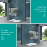 glasvilla Duschwand für Dusche Duschabtrennung Walk-In ESG-Sicherheitsglas 10mm NANO Glas BRAM1&3 Bremen2DM