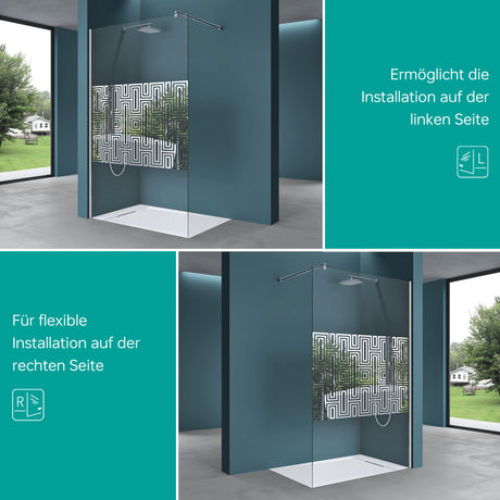 glasvilla Duschwand für Dusche Duschabtrennung Walk-In ESG-Sicherheitsglas 10mm NANO Glas BRAM1&3 Bremen2DM