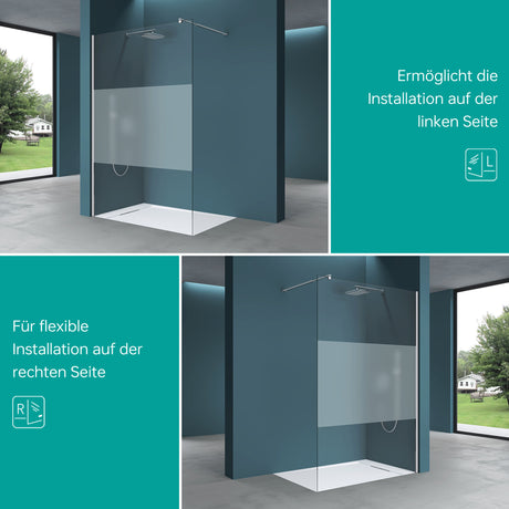glasvilla Duschwand für Dusche Duschabtrennung Walk-In Dusche ESG-Sicherheitsglas 10mm NANO Glas Bremen2MS