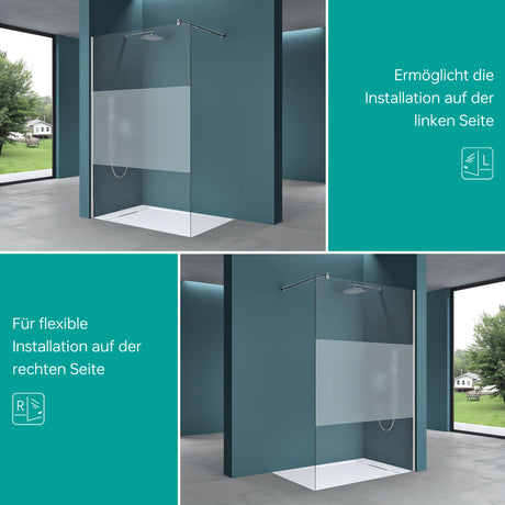 glasvilla Duschwand für Dusche Duschabtrennung Walk-In Dusche ESG-Sicherheitsglas 8mm NANO Glas BRAM1 & BRAM3 Bremen1MS