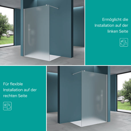 glasvilla Duschwand für Dusche Duschabtrennung Walk-In ESG-Sicherheitsglas 10mm NANO Glas BRAM1 & BRAM3 Bremen2VS