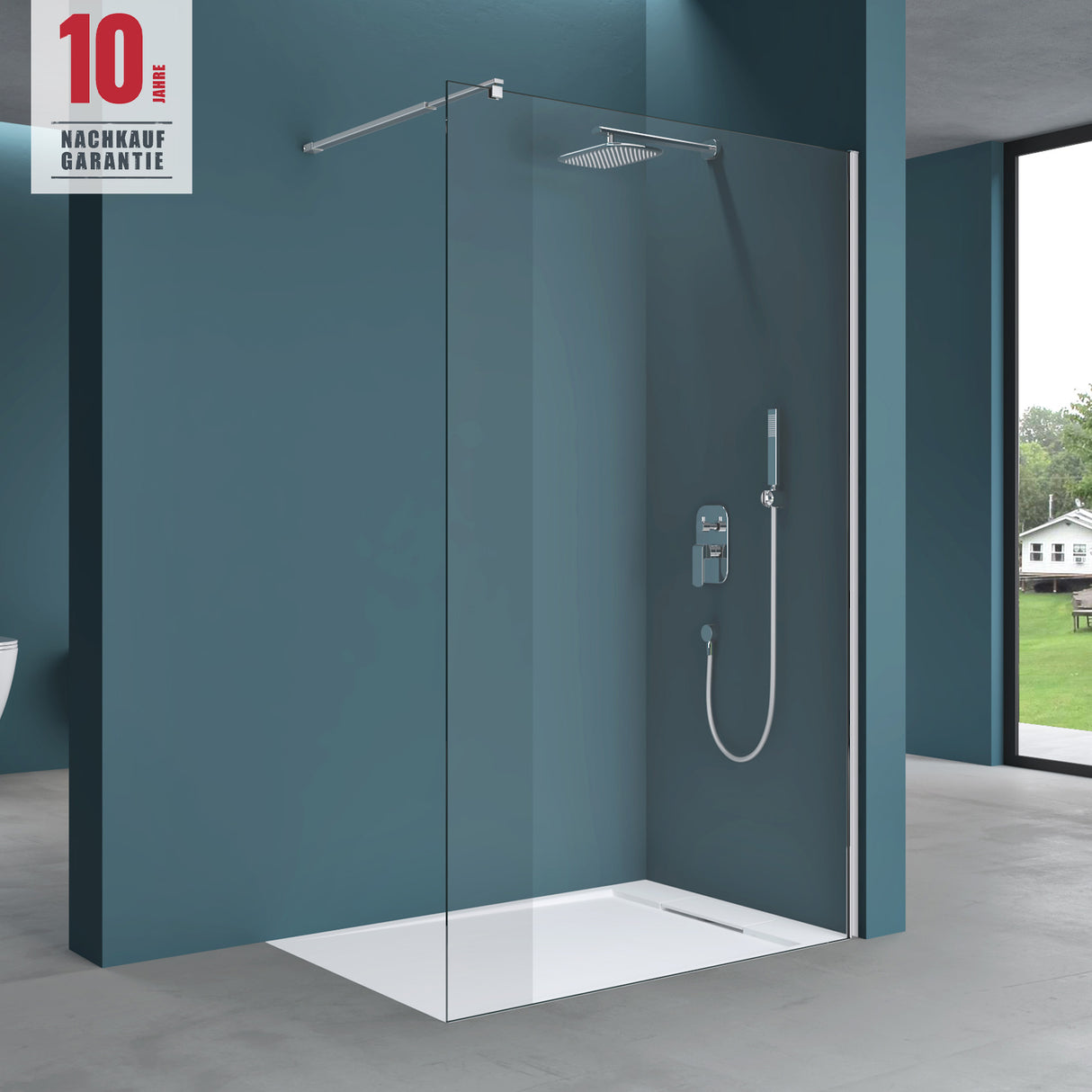 glasvilla Duschwand für Dusche Duschabtrennung Walk-In ESG-Sicherheitsglas 8mm NANO Glas BRAM1 & BRAM3 Bremen1K