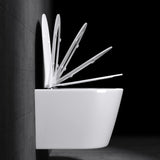 glasvilla Hänge WC Toilette Wand-WC Spülrandlos Weiß aus Keramik Wandmontage mit Absenkautomatik