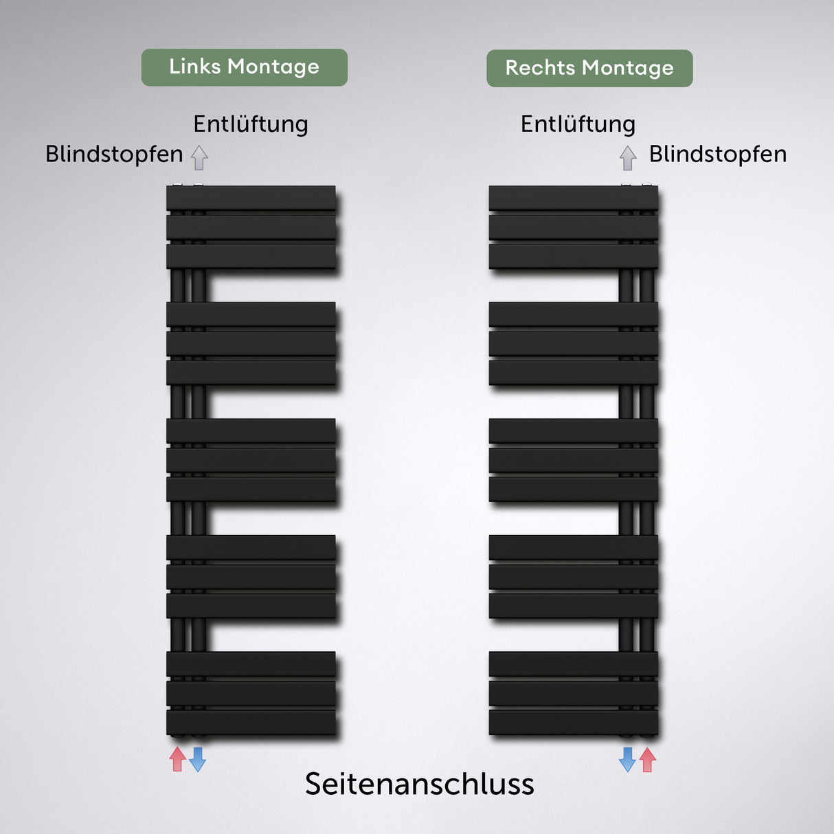 glasvilla Badheizkörper Elektrisch Seitenanschluss Handtuchheizkörper Handtuchhalter Handtuchwärmer Badheizung FN mit Heizstab 02