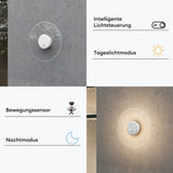 glasvilla Wandleuchte Außen 6W LED Wandlampe | Außenleuchte Wegeleuchte für Garten, 3000K mit Bewegungsmelder | Außenlampe ⌀300X65mm IP65 LunaLights