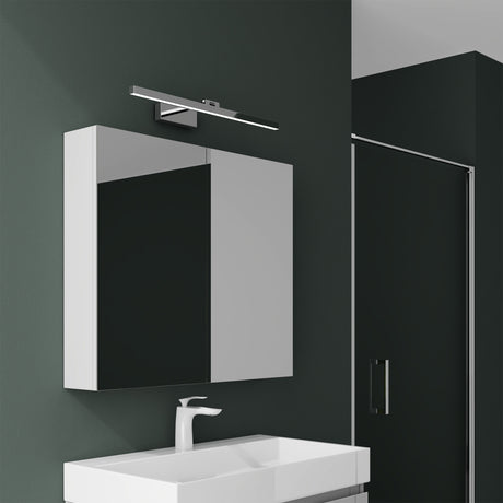 Armoire de toilette Glasvilla avec miroir et lampe intégrée, meuble de salle de bain, éclairage miroir, lampe de salle de bain LED rotative à 180°, d'une beauté rayonnante