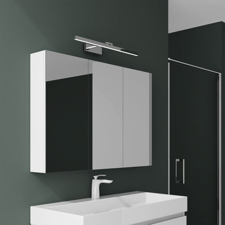 Armoire de toilette Glasvilla avec miroir et lampe intégrée, meuble de salle de bain, éclairage miroir, lampe de salle de bain LED rotative à 180°, d'une beauté rayonnante