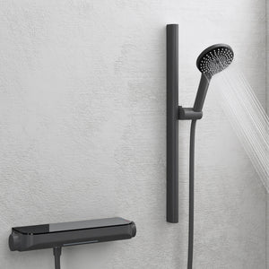 Glasvilla Design, Sistema de ducha con termostato y bloqueo de seguridad, rociador y teleducha regulable (3 tipos de chorro)