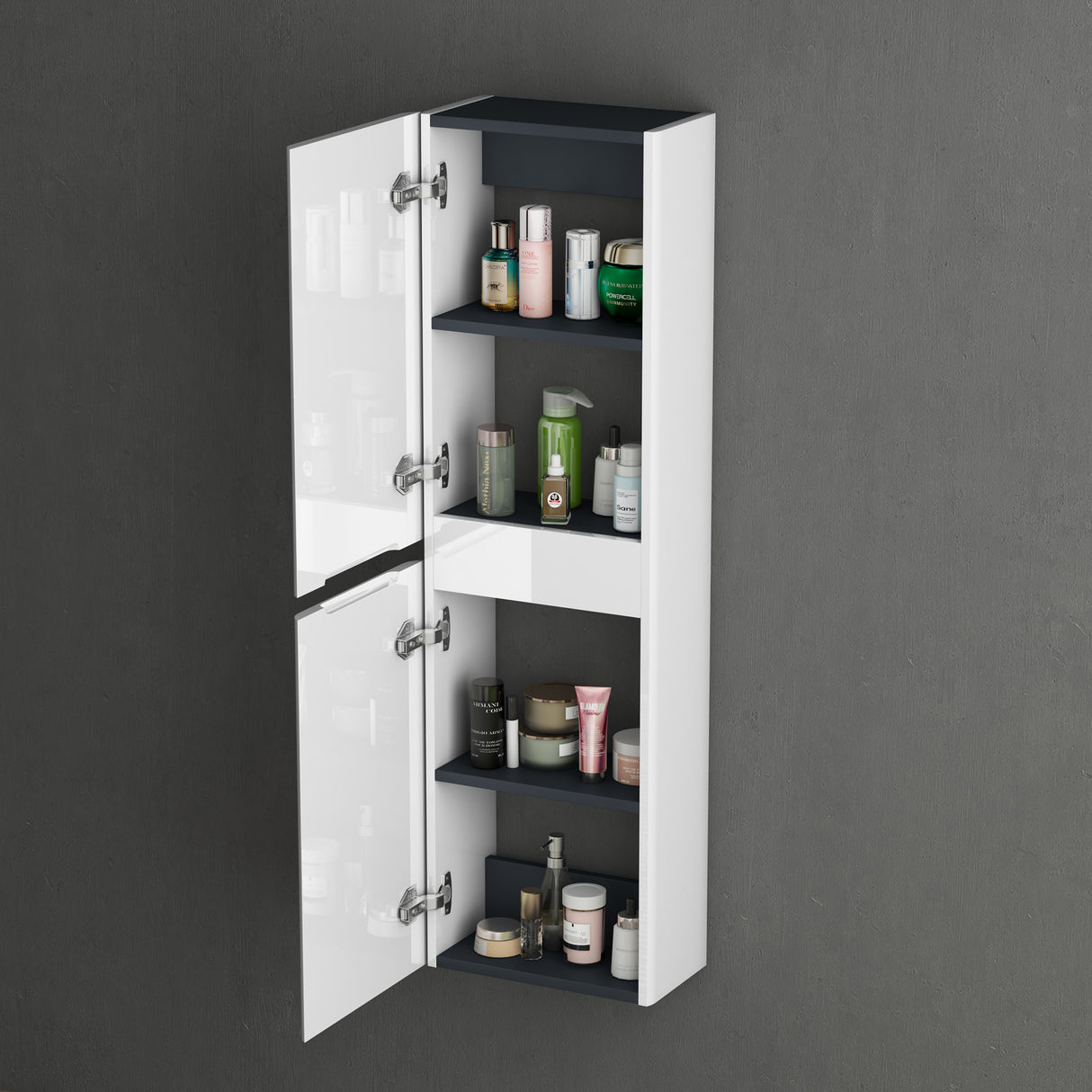 glasvilla Seitenschrank Badezimmerschrank mit 2 Türen und 4 Fächern BxT: 35x20 cm Hochschrank Badregal Allzweckschrank Lucca