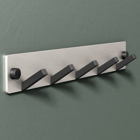 glasvilla Wandgarderobe Wandhaken aus Aluminium Garderobe mit klappbaren Haken Garderobenleiste Garderobenhaken Kleiderhaken Stalo-04+05