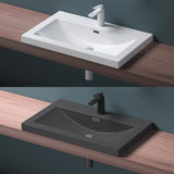 glasvilla Waschbecken Einbauwaschbecken Waschschale Waschtisch Mineralguss Rechteckig 1 Armaturenloch Überlauf-Funktion Col01