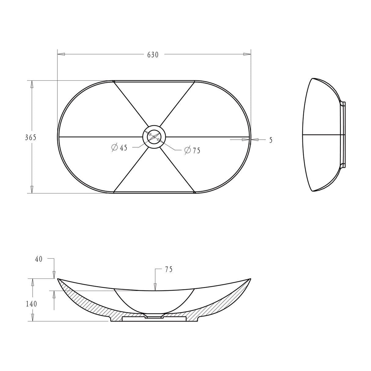 glasvilla Waschbecken Aufsatzwaschbecken Waschschale aus Keramik inkl. Nano-Versiegelung Brüssel858