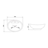 glasvilla Waschbecken Aufsatzwaschbecken,weiß Brüssel302 aus Keramik,mit Nano-Beschichtung