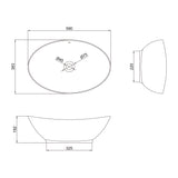 glasvilla Waschbecken Aufsatzwaschbecken Oval aus Keramik 59x38cm Waschschale Waschtisch mit Nano-Beschichtung Br818