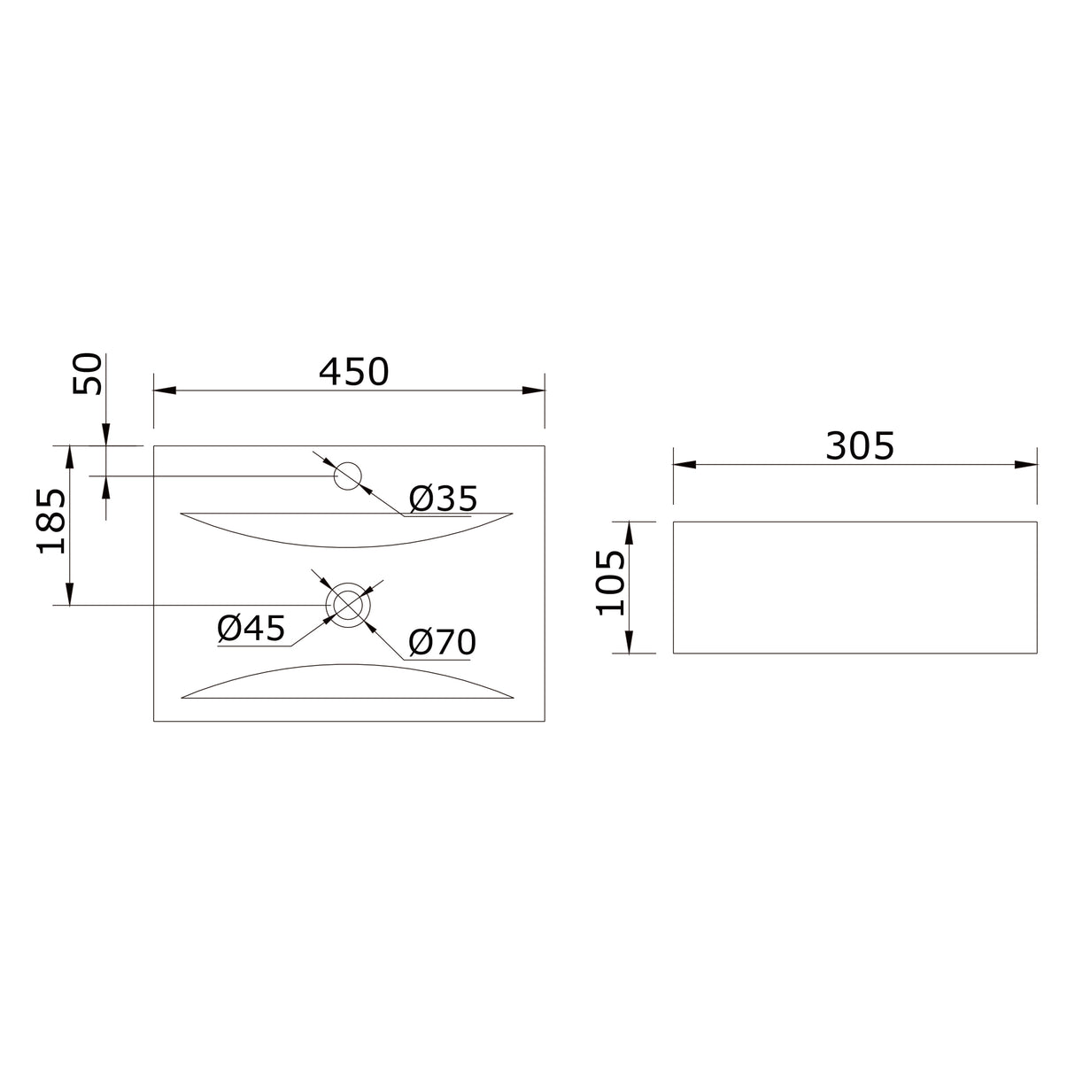 glasvilla Waschbecken Aufsatzwaschbecken, BTH: 45x30,5x10,5cm, in weiß, aus Keramik, eckig, mit Nano-Beschichtung/Lotus-Effekt Brüssel118c