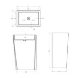 glasvilla Design Standwaschbecken freistehend Col38 weiß, aus Mineralguss, Waschtisch, BTH: 60x42x90cm