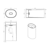 glasvilla Design Standwaschbecken freistehend Col45 weiß, aus Mineralguss, Waschtisch, BTH: 52x38x85cm