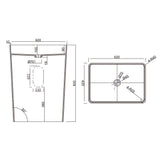 glasvilla Design Standwaschbecken freistehend Col36 weiß aus Mineralguss Waschtisch, BTH: 60x42x80cm