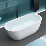 glasvilla Freistehende Badewanne Acryl Oval Acryl-Standbadewanne inkl. Pop Up Ablaufgarnitur Weiß