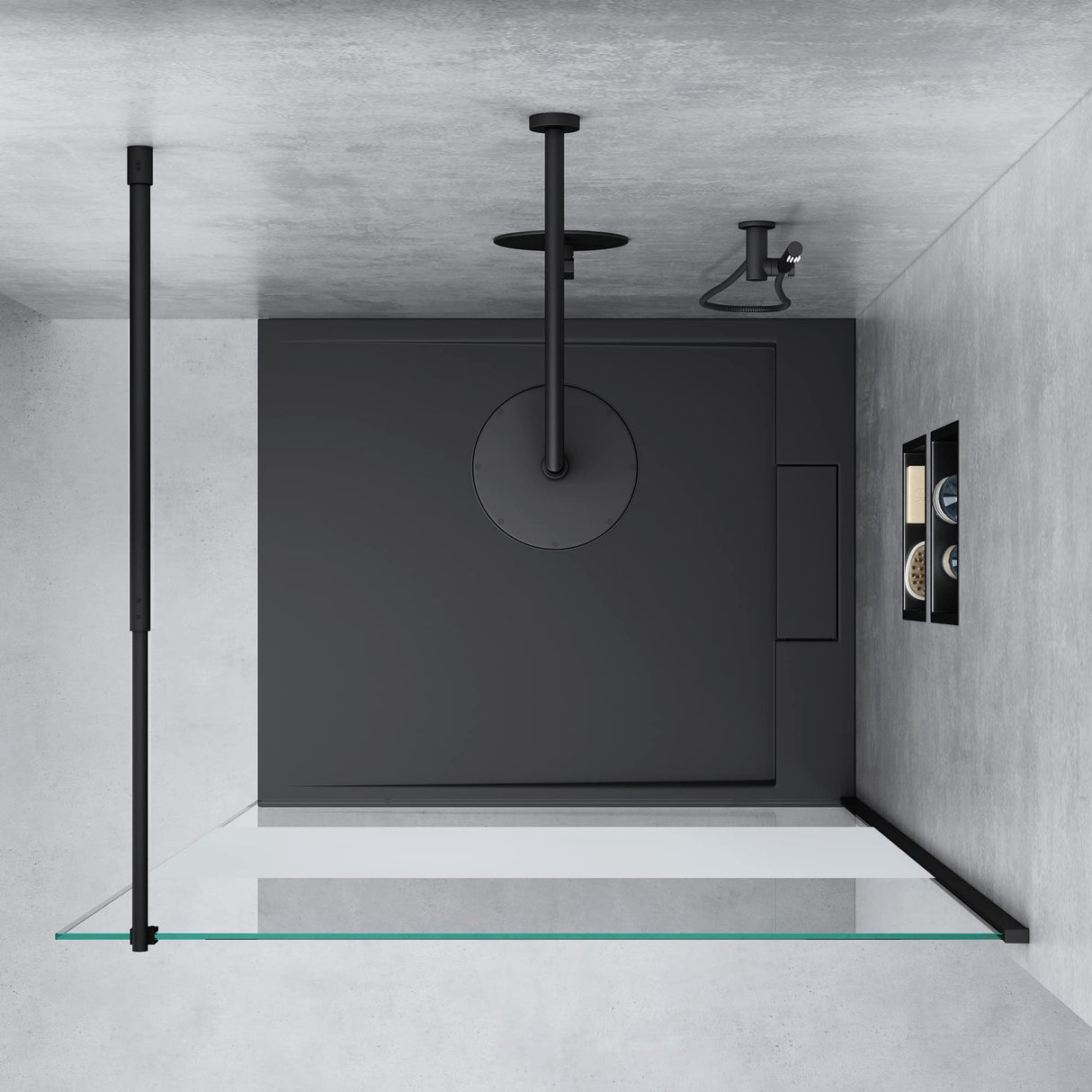 glasvilla Duschwand für Dusche Duschabtrennung Walk-In ESG-Sicherheitsglas 8mm NANO Glas BRAM1&BRAM3 Bremen1 Schwarz