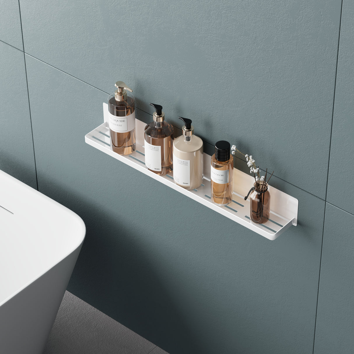 glasvilla Étagère de douche sans perçage, Étagère de douche magnétique, Étagère de salle de bain murale autocollante 60cm Reglo-01