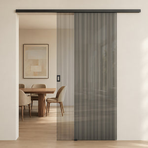 glasvilla Glasschiebetür komplettset Zimmertür Mate Negro 8mm ESG-Sicherheitsglas, Schiebetür Glas negro cepillado con riel de aluminio Muranino-001