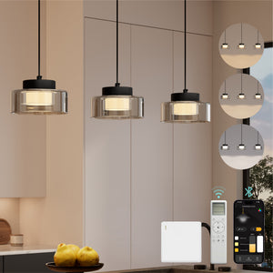glasvilla Suspension LED Lampe suspendue 3000K/4000K/6000K Câble réglable Noir Suspension Alivetta7915 3A