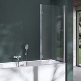 glasvilla Duschwand für Badewanne Badewannenwand faltbar 180° Sicherheitsglas mit NANO 120x140cm Badewannentrennwand Badewannenaufsatz Cortona1408